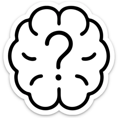 question mark inside brain sticker