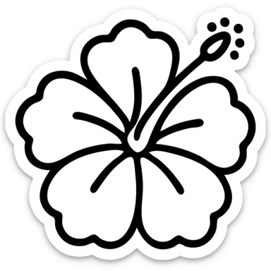 yellow hibiscus flower emoji, high detail, 4K resolution, outline icon style, black lines only, no fill, suitable for keyboard emoji sticker