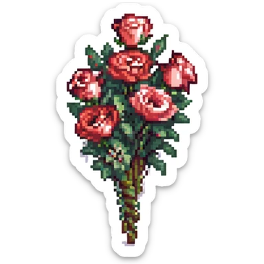 pastel pink colored rose bouquet sticker
