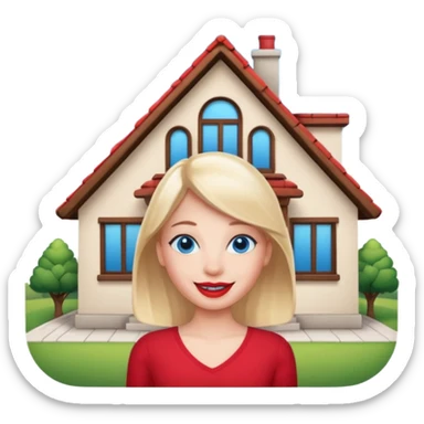 dessiner une maison moderne , met une pancarte "Airbnb", rajoute un visage (yeux et bouche) avec un sourire. sticker