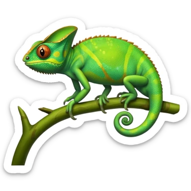 A green chameleon  sticker