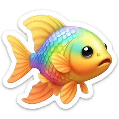 Kawaii gold fish with rainbow scales  sticker