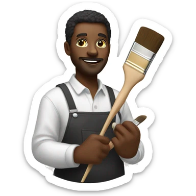 artist holds brush and palette sticker
