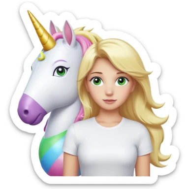 Un fille blonde au yeux vert je veut du mascara sur mais sil je veux un t-shirt blanc moulant et je veux un géant sticker