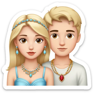 beautiful girl with jewelry with boy sticker