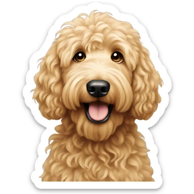 A golden doodle with long blonde hair  sticker