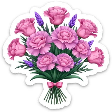 lavender Pink carnations bouquet sticker