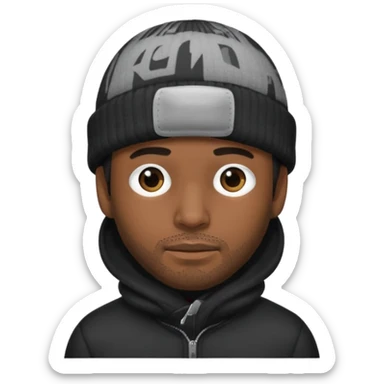 Hispanic man with black beanie hat that covers his eyes  sticker