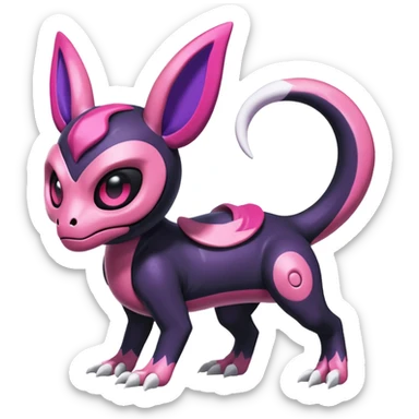 Shiny Duskull-Salandit-Sylveon-Fakémon-hybrid-creature (full body)  sticker