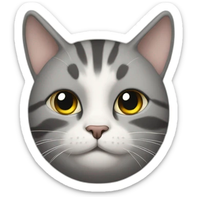 a round-faced cat with a grey beehive and no pattern all over sticker