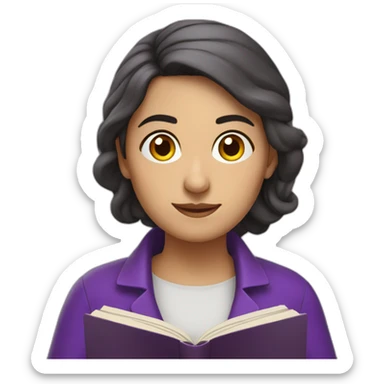 Armenian women with the purple clothes reading book and looking at camera sticker