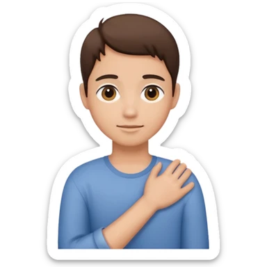 A Hand on placed on another persons shoulder zoomed in but you only see the one person and the hand on the shoulder which is coming from behind them like holding their shoulder  sticker