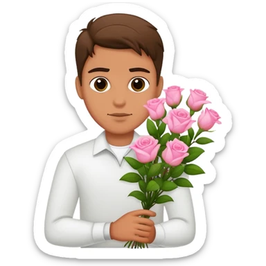 The bad boy is holding a bouquet of pink jasmine roses sticker