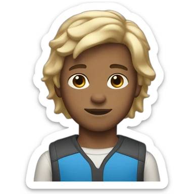 zoomer boy with mullet brown skin blue eyes sticker