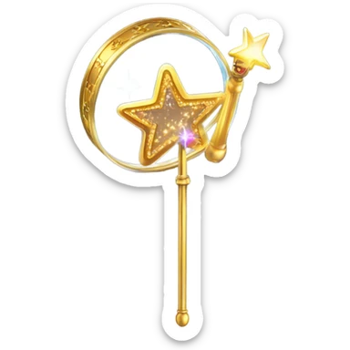 a magic wand over a video reel—something that represents spontaneity and personalized discovery.Surprise, play, discovery, sparkle, video, explore sticker