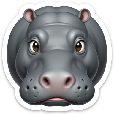 cinematic-noble-hippo-portrait-emoji,-poised-and-regal,-with-a-massive,-robust-build-and-a-smooth,-sleek-slate-gray-hide,-deep-set-soulful-eyes,-simplified-yet-sharp-and-sophisticated-features,-highly-detailed,-glowing-with-a-soft radiance sticker