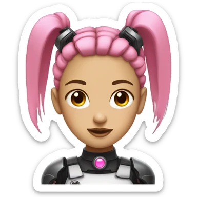 cyborg girl, pink twintails, cyberpunk, black collar sticker