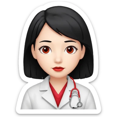 doctor with black hair and red hairclips  sticker