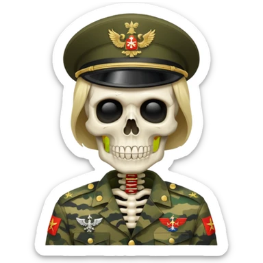 generate a ultra realistic skeleton in Russian military camouflage sticker