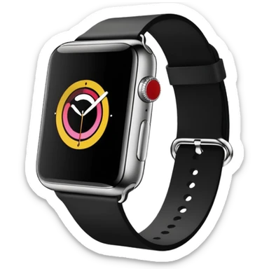 a black apple watch with rings and a #00DDC5 band in the style of an ios emoji  sticker