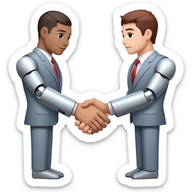 cyborg handshake with business man sticker