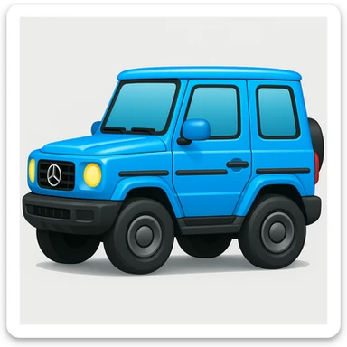 Create a small and simple side view of a Mercedes G-Class SUV with minimized details. The style should be colorful and friendly, close to but not exactly like Apple emoji style. sticker