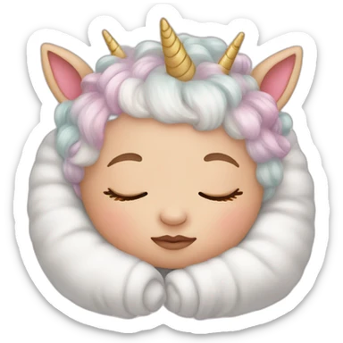 Sleeping white Newborn with unicorn headband sticker