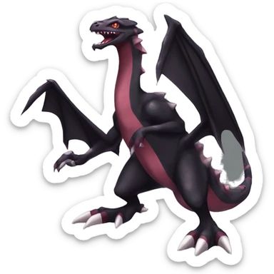 cool edgy black and maroon Dark-type nargacuga Salazzle  Salandite Pokémon full body by LiLaiRa, by Falvie sticker