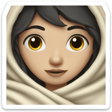 Pale  girl with dark hair cozy in a blanket sticker