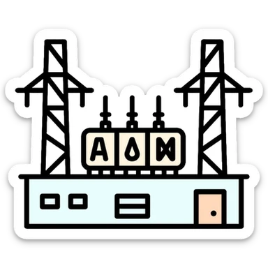 electrical substation with power lines and transformers sticker