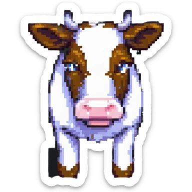 extremely blocky ultra-minimal pixel art Minecraft cow emoji with only 2 or 3 large square pixels, abstract and simple sticker