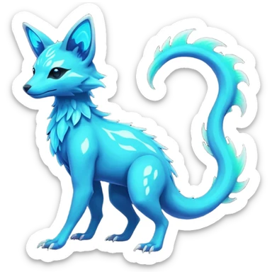 Rare realistic dark-neon glowing bioluminescent edgy badass epic pretty beautiful handsome gorgeous aesthetic colorful vibrant Vernid-Trico-species-Fakemon-creature by LiLaiRa, 4 legs, 1 tail, random markings, (full body) sticker