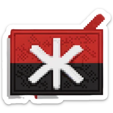 Flag of Amsterdam with three white X symbols on a red and black banner sticker