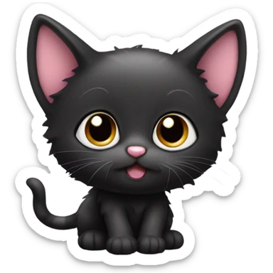 kawaii black kitten   sticker