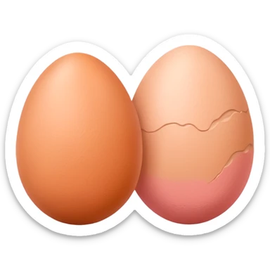 two skin tone peachy beige-pink egg shaped balls/spheres, both same size and same color, add a wrinkly skin texture to both.  sticker