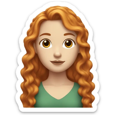 White Girl with long ginger wavy hair and brow eyes sticker