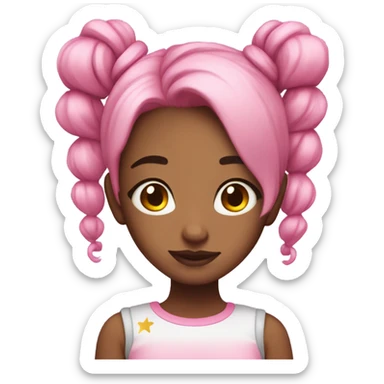 Cute girl with pink hair with spacebuns sticker