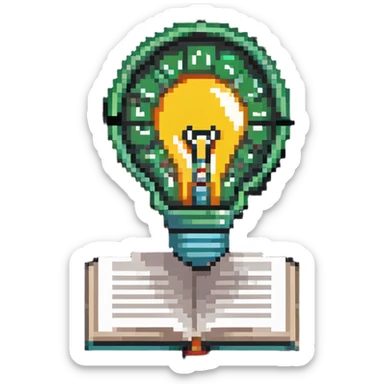 knowledge wiki icon with lightbulb and digital encyclopedia sticker
