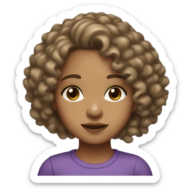 light skin mixed girl with long dark curly hair and big brown eyes sticker