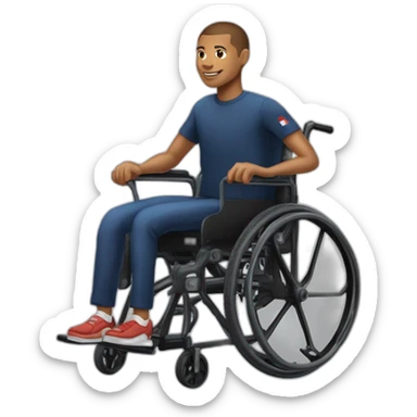 Handicapé en fauteuil roulant tenant la main de Kilian Mbappe sticker