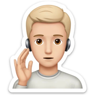 young man hearing defect sticker