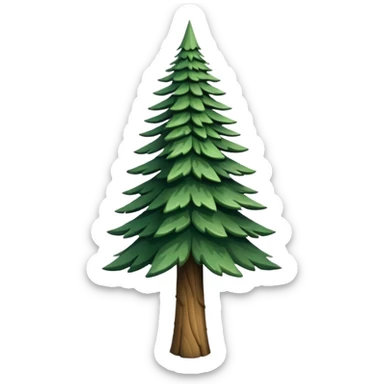 A tall pine tree with layered, pointed branches.






























































 sticker