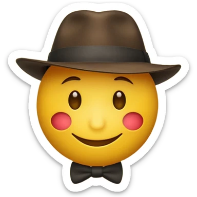 round yellow emoji pulling its fedora down into its face sticker