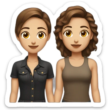 butch femme couple brown hair sticker