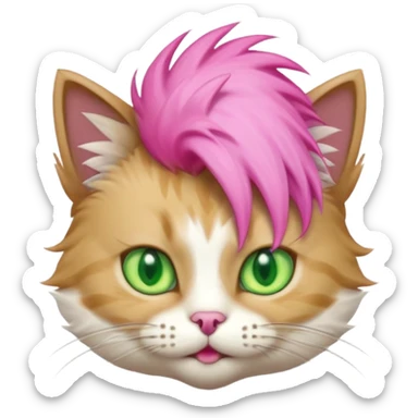 cat stiitng with pink mohawk sticker