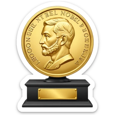 nobel prize medal on the pedestal sticker