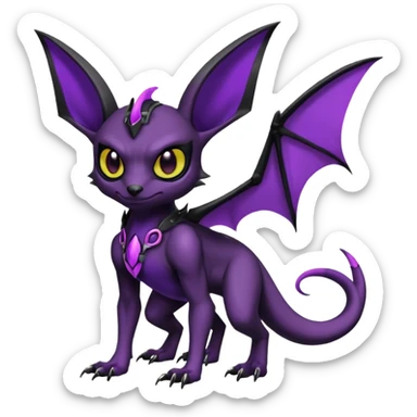 Gothic Edgy Vampiric Badass Cool Black and Purple Batty Genesect-Umbreon-Salandit-Fakémon-hybrid-creature (full body)  sticker