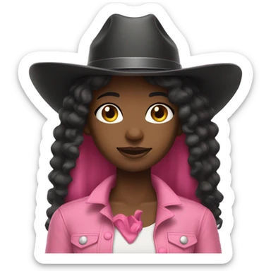 Black girl with long hair wearing a pink cowboy hat  sticker