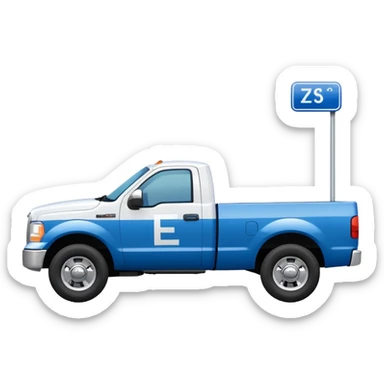 SINGLE WHITE PICKUP TRUCK SIDE VIEW ELLISDON WRITTEN ON SIDE OF TRUCK BLUE LETTERS sticker