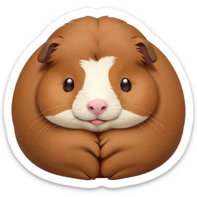 Meme-Worthy Cute Sleeping Brown Guinea Pig Portrait Emoji, Head resting peacefully with a contented smile, showcasing a delightfully chubby build and a luxuriously soft brown coat, eyes shut in a serene, cozy nap, Simplified yet hilariously adorable features, highly detailed, glowing with a soft, drowsy light, high shine, relaxed and utterly lovable, stylized with an air of playful laziness, bright and heartwarming, soft glowing outline, capturing the essence of a comically sleepy guinea pig, so meme-worthy it feels like it could instantly become the next viral sensation of adorable slumber! sticker